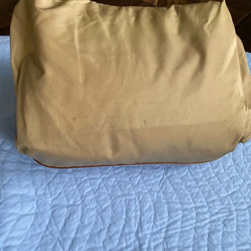 PRADA Authentic Y2K TESSUTO NYLON TAN BORSA Leather Handle Jumbo Hobo Limited